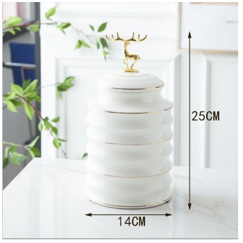 Hũ gốm sứ nắp hươu vàng cao cấp